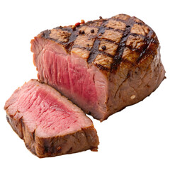 Fototapeta premium Tasty grilled beef fillet steak isolated on transparent background