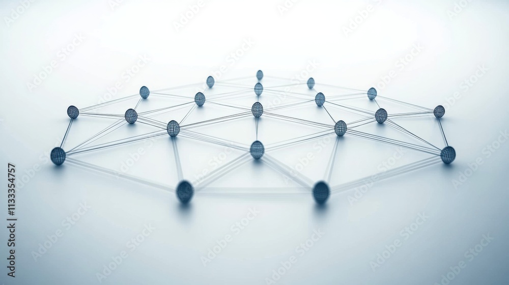 Poster Conceptual representation of connectivity with lines and nodes, ideal for illustrating digital networks or communication projects. Generative AI