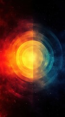 Fototapeta premium A vibrant abstract illustration depicting contrasting warm and cool colors in concentric circles.