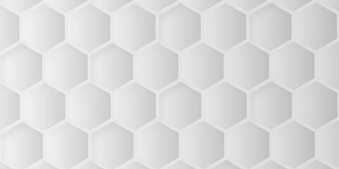 Fototapeta premium Abstract background white, gray hexagon with seamless geometric pattern texture design. futuristic geometry pattern honeycomb mosaic and tile texture. hexagon grid minimalist mesh cell texture design.