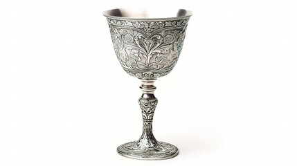 Ornate Silver Goblet with Detailed Engravings and Elegant Design