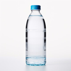 Naklejka premium Plastic Water Bottle with Clear Liquid and Blue Cap Isolated on White Background