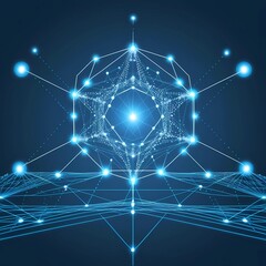 Fototapeta premium blue technology futuristic dots and lines. digital connection structure. a series of vortex energy data.