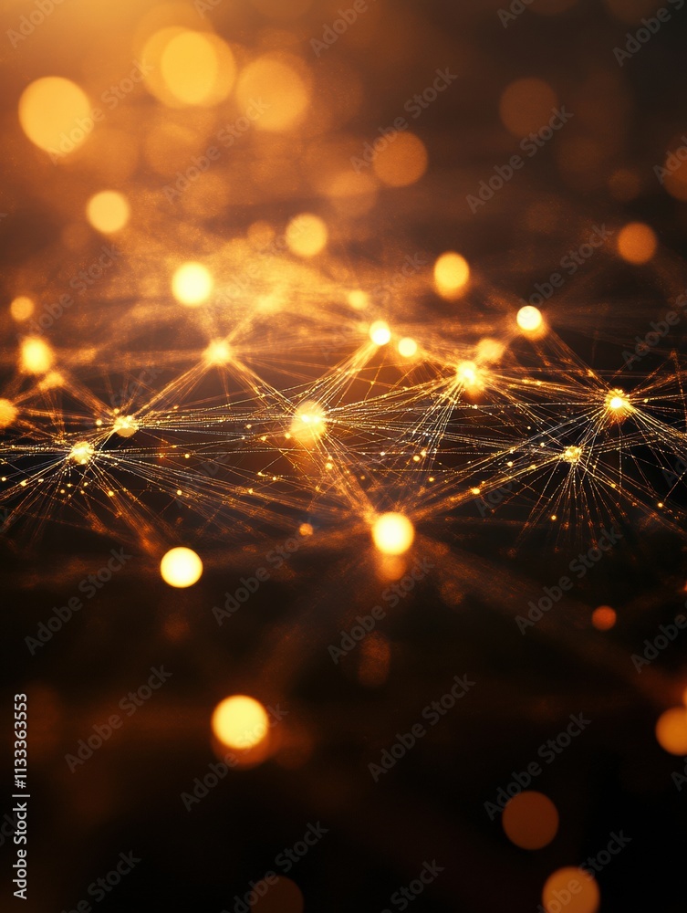 Aufkleber A vibrant network symbol features glowing nodes and connecting lines against a blurred background, offering space for text insertion. Generative AI