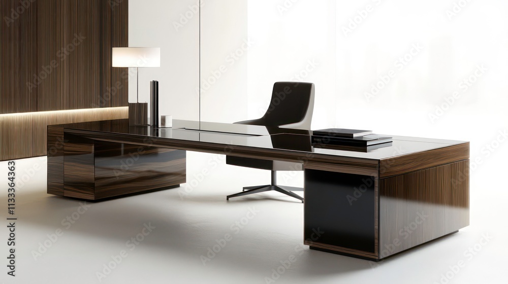 Poster A sleek desk arrangement with minimal decor, emphasizing order and efficiency.