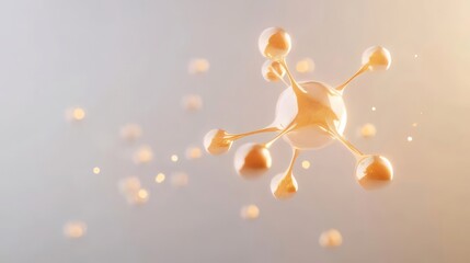 Abstract gold molecule structure floating in space.