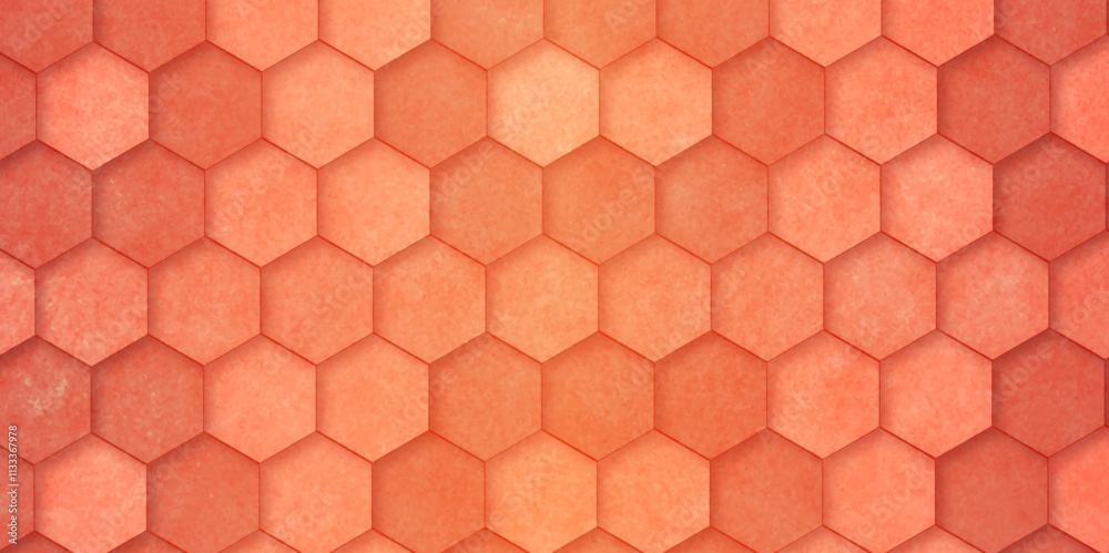 Poster abstract background 3d hexagon pattern with grunge wall effect colorful texture. futuristic geometry