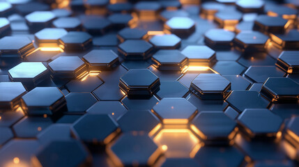 Obraz premium Hexagonal patterns in glowing graphic resource with detailed texture and sleek design for modern visuals