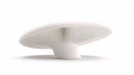 Fresh White Champignon Mushroom Cap Isolated on Bright Background