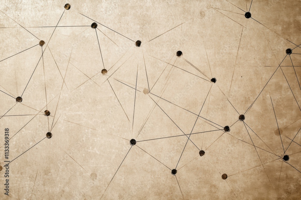 Poster Abstract design features connecting lines and dots against a textured background, providing ample space for text or ideas to be added. Generative AI