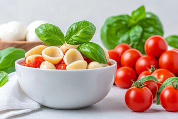 Southern Italian pasta orecchiette with tomato sauce and cacioricotta cheese.