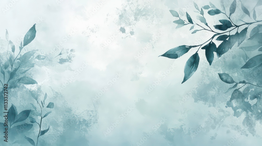 Poster A simple nature-inspired background with subtle watercolor textures and botanical elements.