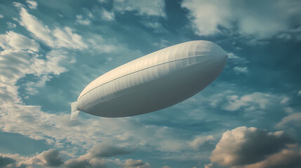 Advertising inflatable blank blimp airship floating in the sky render. Zeppelin. Illustration