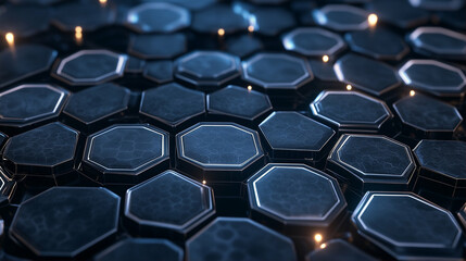 Hexagonal pattern in graphic design with glowing elements and a modern style