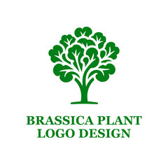 Obraz premium Green Brassica Plant Logo Design with Stylized Leaves and Fields - Eco-Friendly Branding Concept