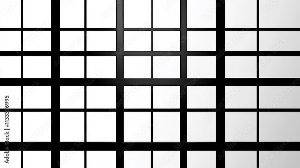Poster Abstract grid pattern of black lines on white background.