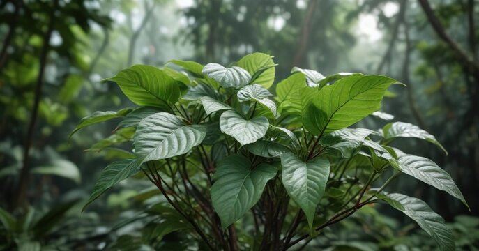 Close-up of wild betel leafbush plant with medicinal properties, medicinal properties, antioxidant, close-up