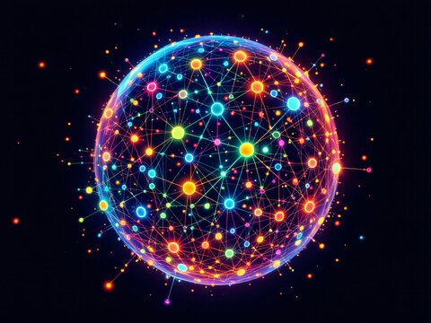 Network, Connections, Globe, Sphere, Nodes, Digital, Technology, Global, Internet, Web, Data, Communication, Lines, Dots, Glowing, Blue, Orange, Bright, Dark, High-Tech, Modern, Innovation, Virtual, I - Powered by Adobe