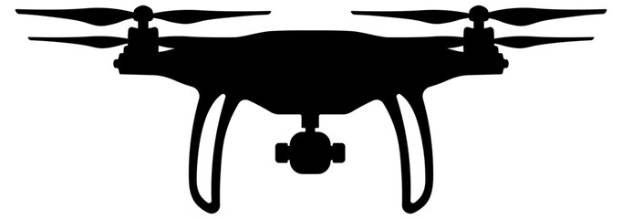 black silhouette drone or unmanned aerial vehicle without background