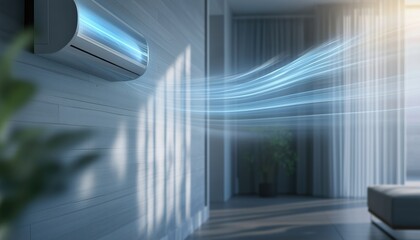 Enhanced Air Circulation System For Purification, Ventilation, And Conditioning Visualization: The Dynamic Flow Of Fresh Air.