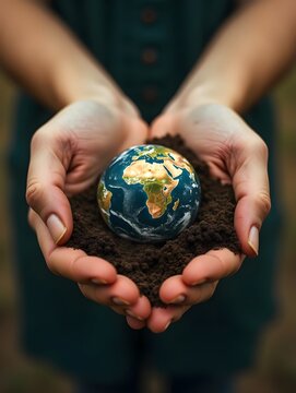 Earth In Hands Composition