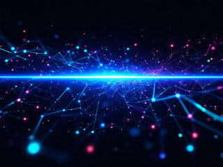 Obraz premium Network, Connections, Glowing, Dots, Lines, Nodes, Digital, Technology, Futuristic, Web, Internet, Data, Information, Cyberspace, Abstract, Background, Neon, Bright, Dark, Contrast, Modern, Innovative