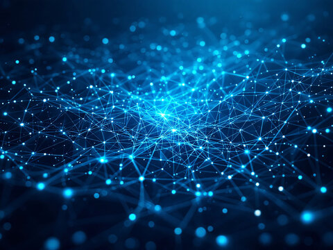 Network, Connections, Glowing, Dots, Lines, Nodes, Digital, Technology, Futuristic, Web, Internet, Data, Information, Cyberspace, Abstract, Background, Neon, Bright, Dark, Contrast, Modern, Innovative