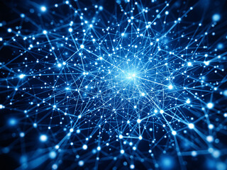 Network, Connections, Glowing, Dots, Lines, Nodes, Digital, Technology, Futuristic, Web, Internet,...