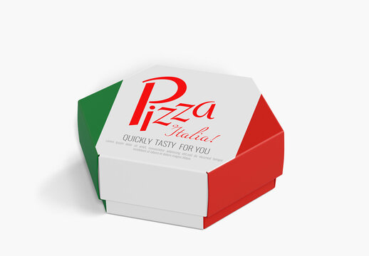 Hexagon Box Mockup - Half Side View