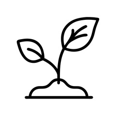 plant sprouting icon, environment day line art, environment icon - simple black line art icon of plant sprouting for environment day celebrations. environment vector art.