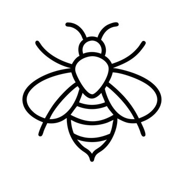 bee icon, environment day line art, environment icon - simple black line art icon of bee for environment day celebrations. environment vector art.