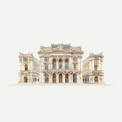 Fototapeta premium Elegant palace facade, classical architecture, stone building, grand entrance.