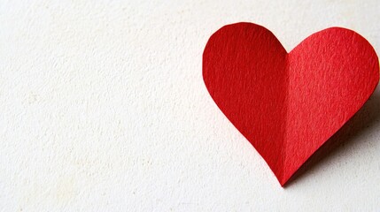 Obraz premium Simple red paper heart on textured white background
