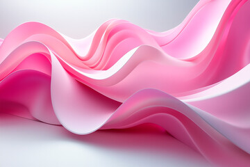 Abstract minimal background with soft, fluid 3D shapes in Transcendent Pink, arranged symmetrically on a light grey surface, creating a calming, balanced design