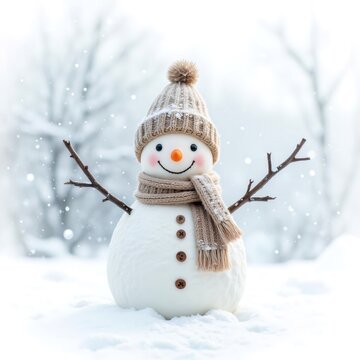 Este mu&ntilde;eco de nieve con bufanda y gorro es perfecto para alegrar tu invierno
