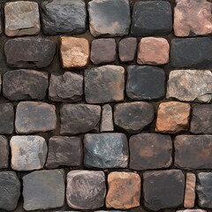 Rustic Stone Wall Texture Cobblestone Background Grey Brown Seamless Pattern