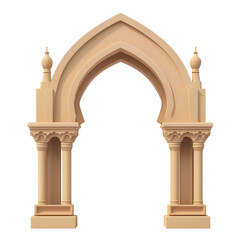 Fototapeta premium Architectural beauty of an Arabic arch gate isolated against a transparent background showcasing intricate design elements, Arabic arch gate isolated on transparent background