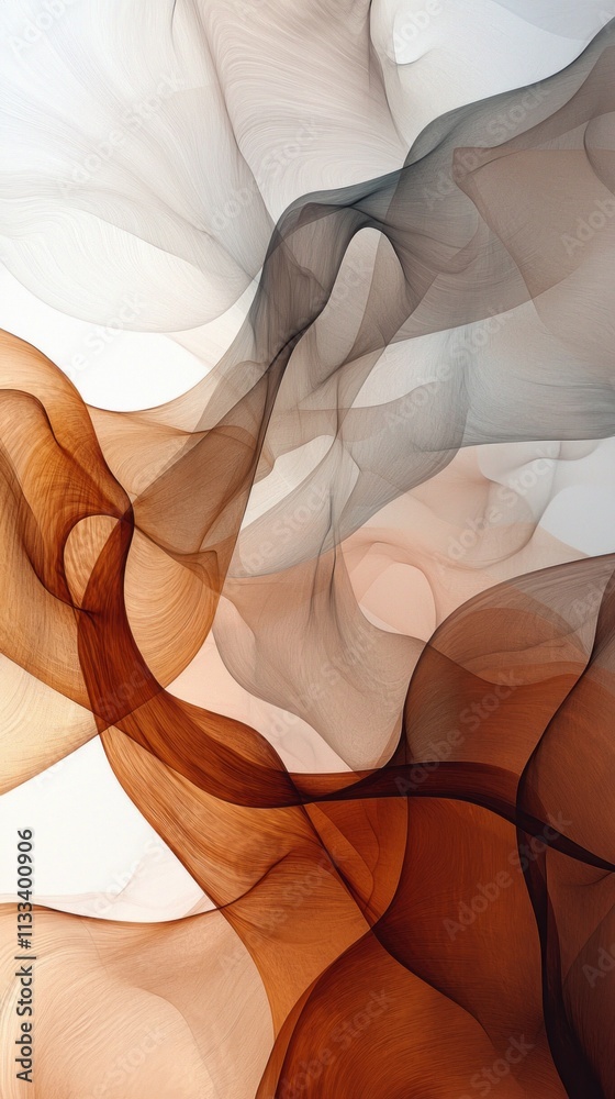 Aufkleber The essence of the human figure through flowing shapes and warm hues. Soft lines intertwine, creating a dynamic interplay of colors and forms, Mocha Mousse