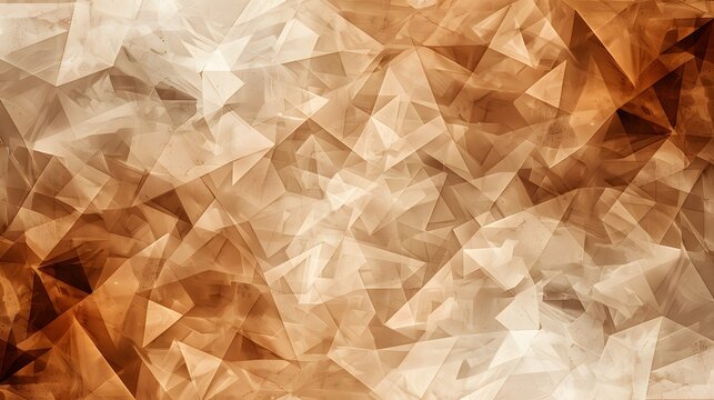 Abstract geometric background with overlapping triangular shapes in beige and brown tones. Low-poly texture design concept for wallpaper, banner, poster, invitation, or interior decor

