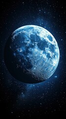 Fototapeta premium A vibrant blue moon set against a starry background, evoking a sense of wonder.