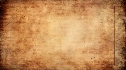 Empty vintage textured background with an aged rectangular border in brown and beige tones. Grunge design concept for poster, banner, invitation, greeting card, or decorative print

