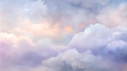 Obraz premium Soft pastel clouds in a dreamy sky with hues of pink and blue 
