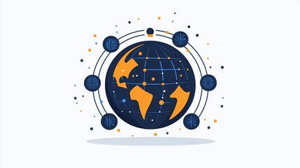 Obraz premium Global network connection, worldwide data, digital sphere.