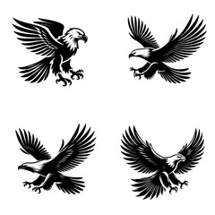 Obraz premium Clean vector silhouette of eagle isolated on white background. 