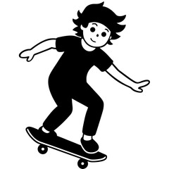 Obraz premium Silhouette vector of a child on skateboard
