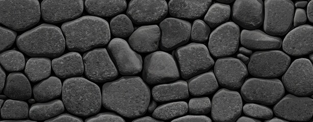 Seamless Dark Grey Cobblestone Stone Wall Texture Background