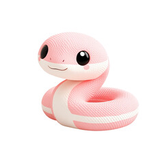 cute baby pink snake white background