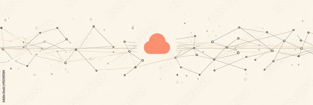 Poster central cloud icon represents various cloud services, while offering space for communicating technol