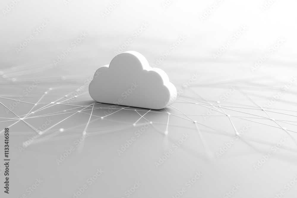 Poster Minimalistic cloud icon positioned centrally against a clean backdrop, symbolizing cloud services with room for customization. Generative AI