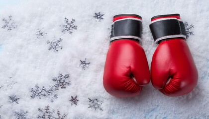 Boxing Gloves in Snowy Landscape
